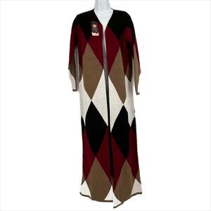Poulrok Bekir 2 pc set Maxi Cardigan and Sweater Dress Maroon and Black Size 8